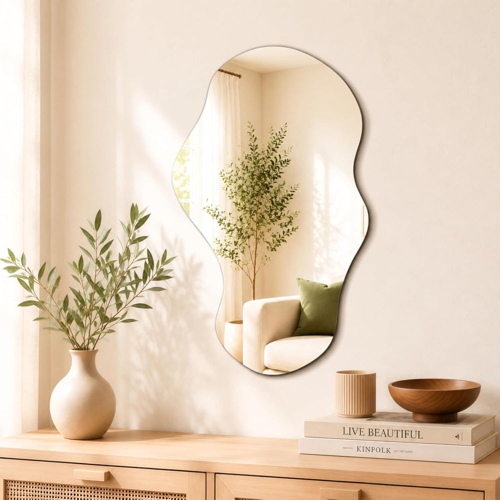 PERFNIQUE Irregular Wall Mirror Asymmetrical Mirror, 34''x20.5'