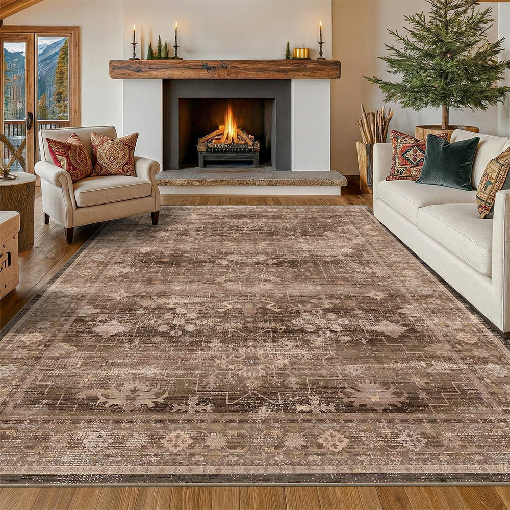 Hazo Haus Boho Taupe Brown Living Room Rug 8x10 - Modern Vintage Traditional ...