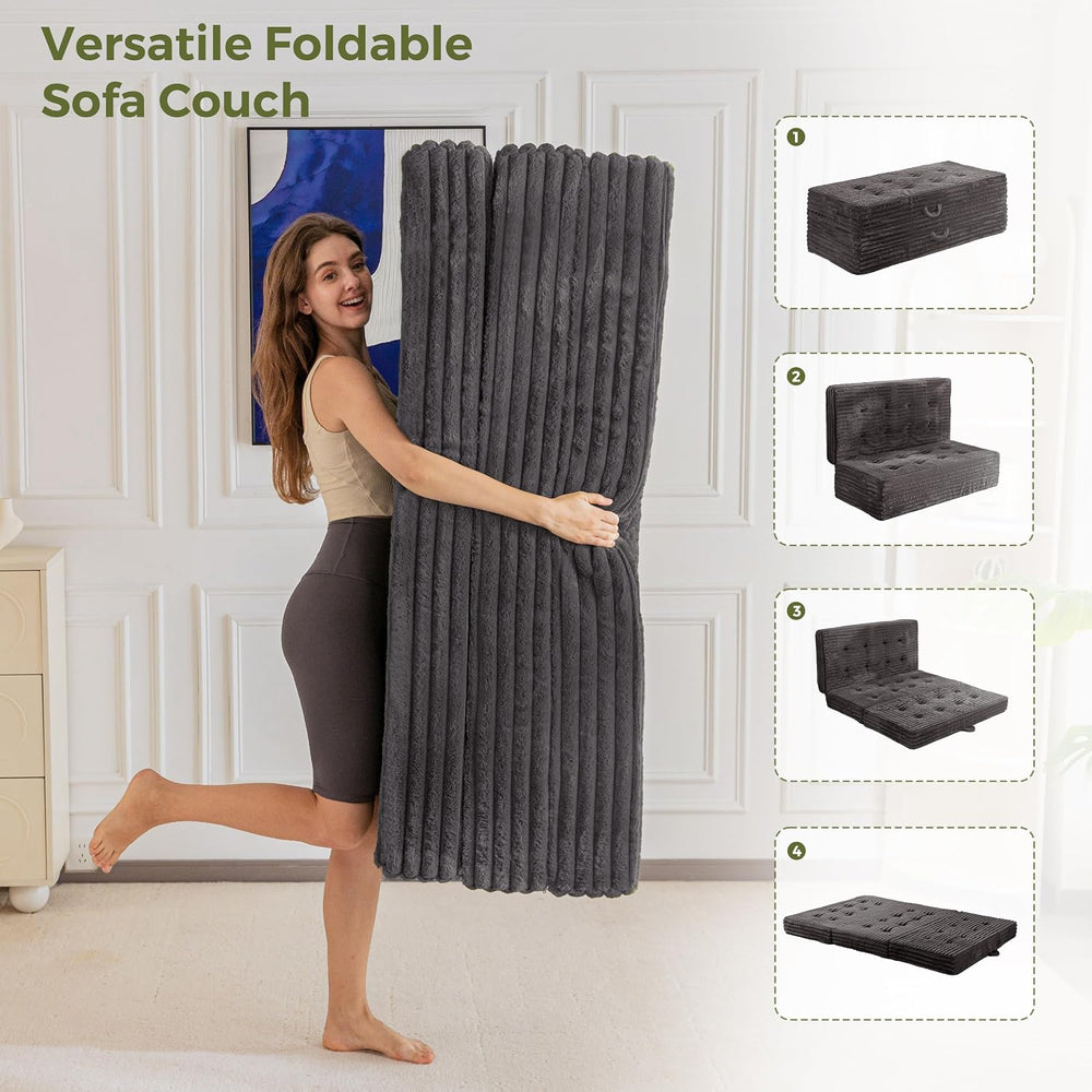 MAXYOYO Folding Sofa Couch Bed, 6 Inch Tri-Fold Floor Sofa Bed, Folding Mattr...