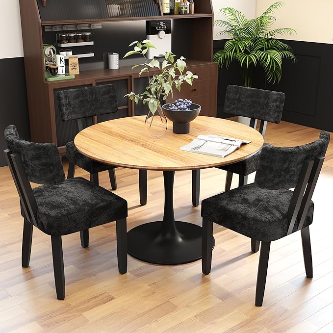GOTMINSI Mid Century Modern Dining Chairs,Velvet Farmhouse Upholstered Kitche...