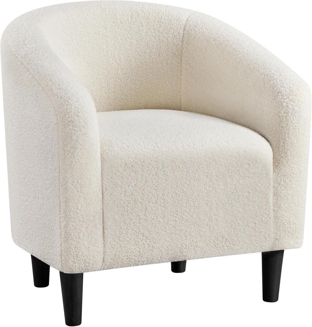 Yaheetech Accent Barrel Chair, Boucle Fabric Club Chair, Furry Sherpa Elegant...