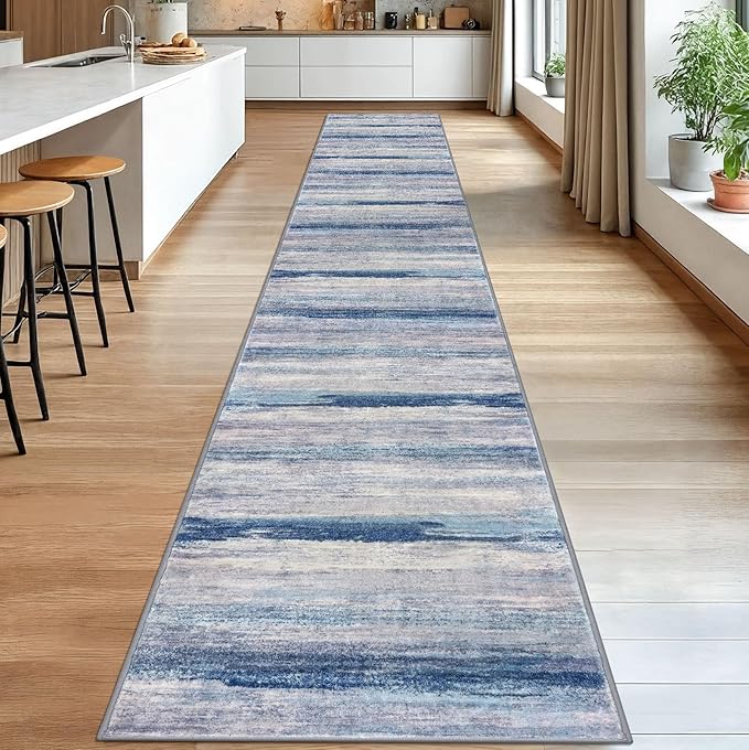 KOZYFLY Modern Abstract Washable Long Rug Runner 2.6x18 Hallway Rug Runner