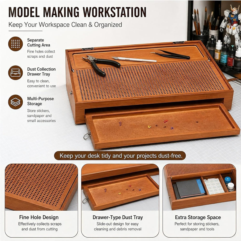 Model Making Workstation, Wooden Craft Assembly Desk | Integrated LED Lightin...
