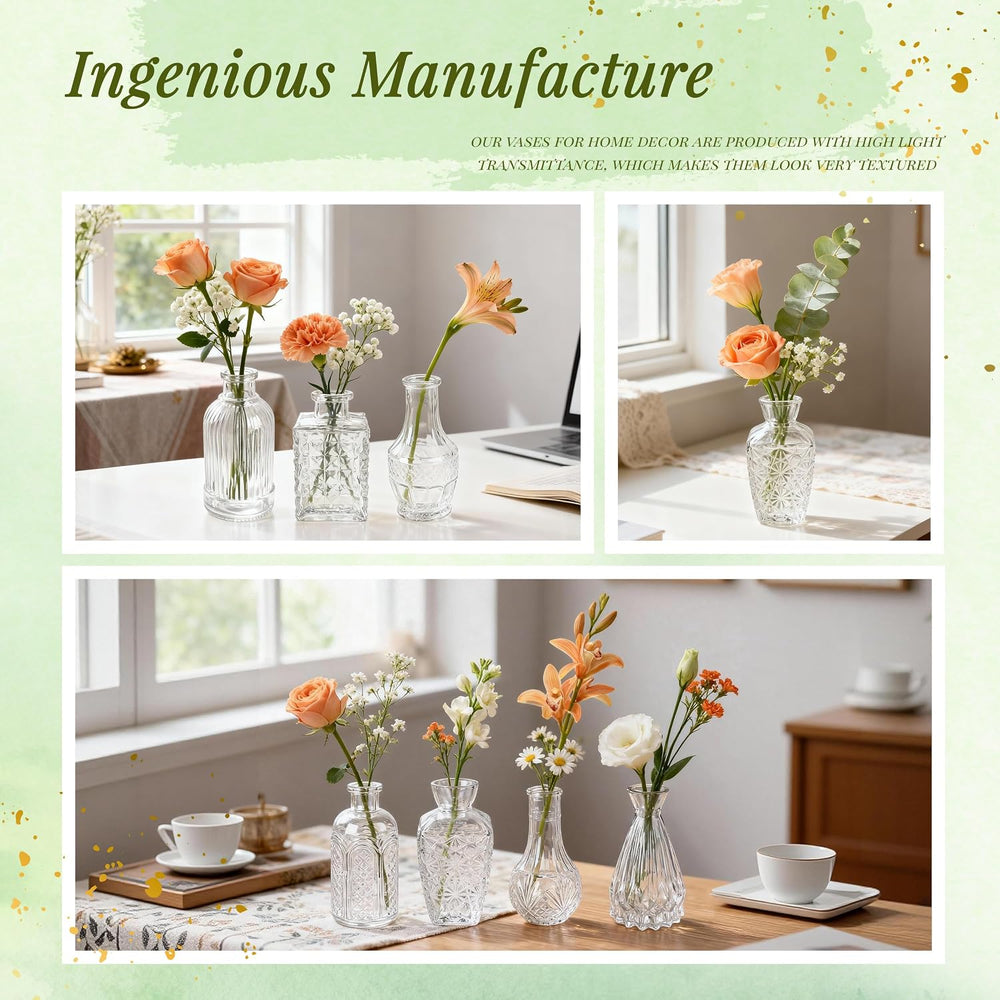 Der Rose 32pcs Clear Bud Vases in Bulk Glass vases for Centerpieces Decor