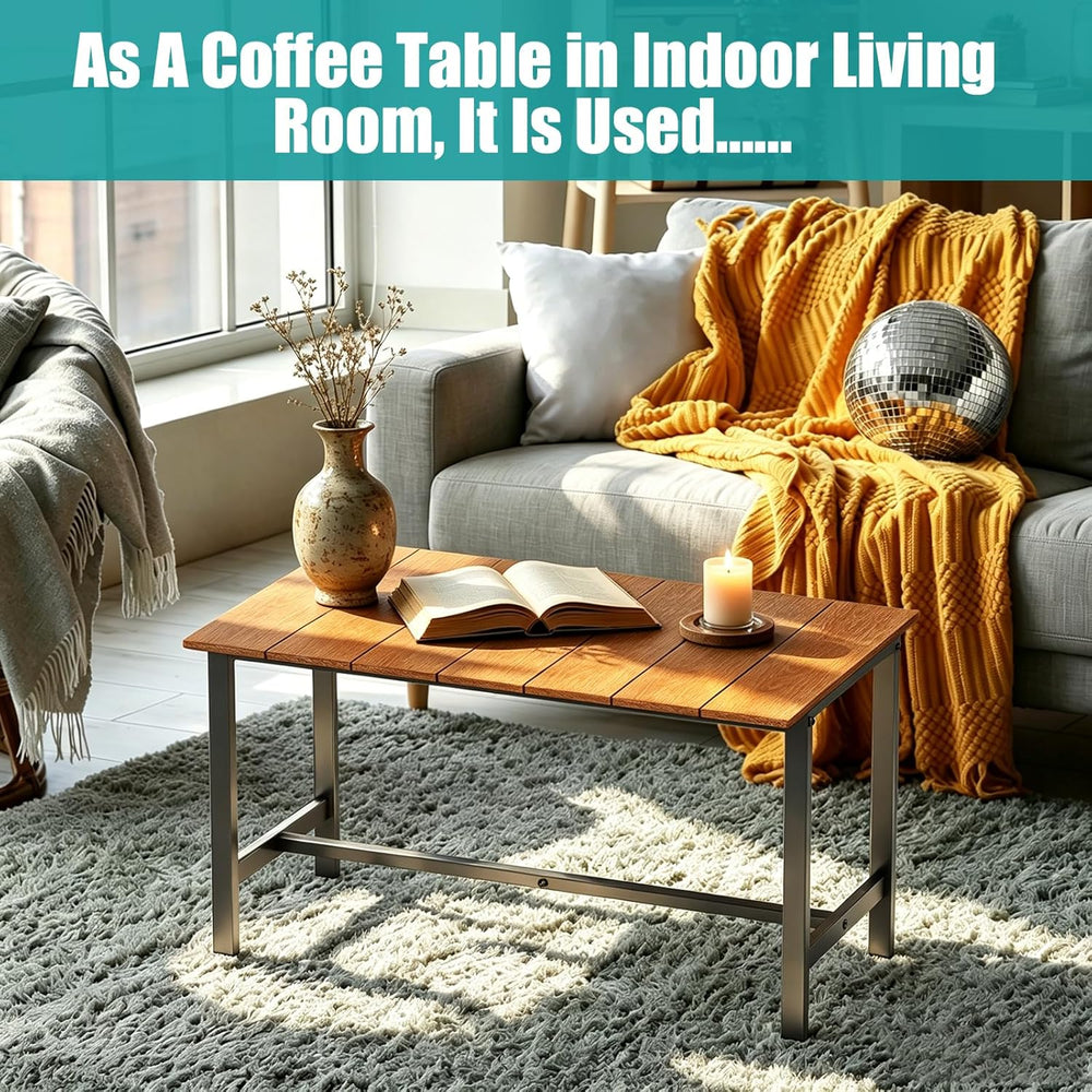 Outdoor Coffee Table, 33.4"L x 17.3"W x 18.1"H Rectangle Weath...