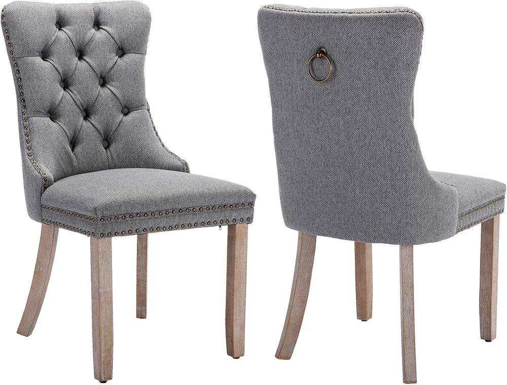 Modern Dining Chairs Set of 2, Tufted Upholstered Dining Chairs with Solid Wo...