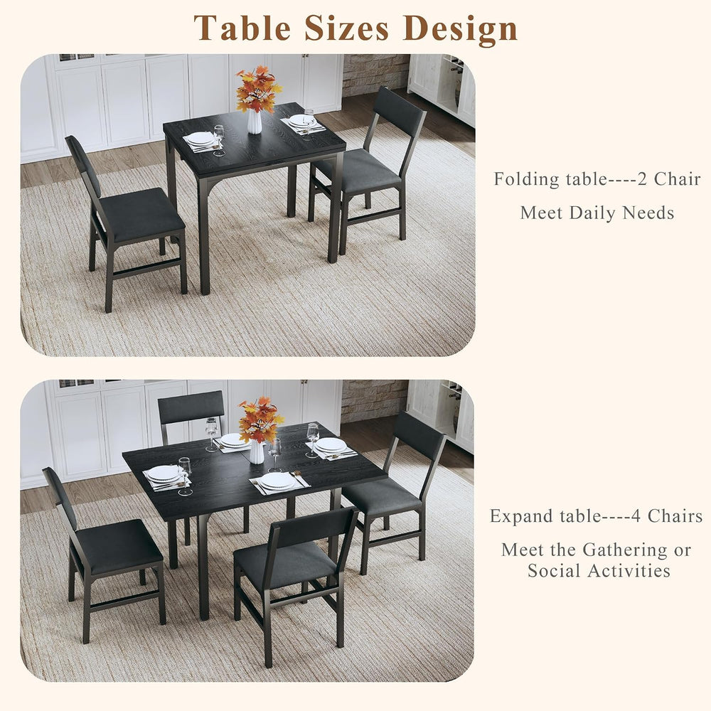 HUAHUU Dining Table Set for 4, Extendable Kitchen Table Cushion Chairs Set of...