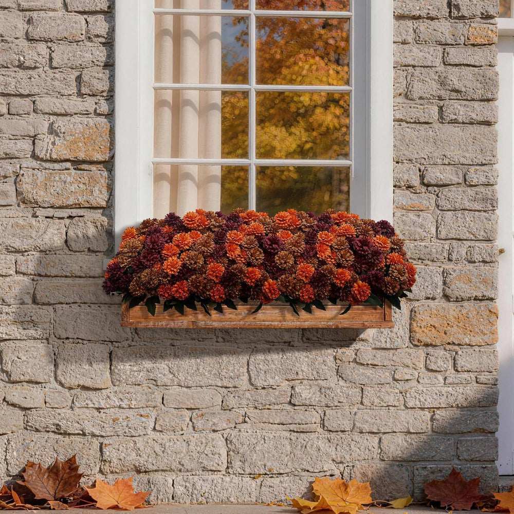 12 Bundles Artificial Fall Mums Outdoor Flowers, UV Resistant Faux Autumn Dai...