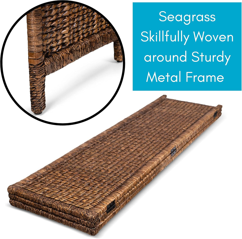 BIRDROCK HOME 3 Panel Seagrass Room Divider, Brown Wash, 57.5โ x 70.1โ