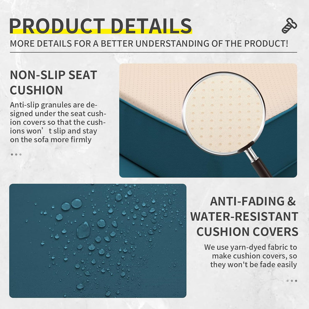 Outdoor Couch 3-seat Patio Sofa Outdoor Furniture Deep Seat High Backrest Pat...