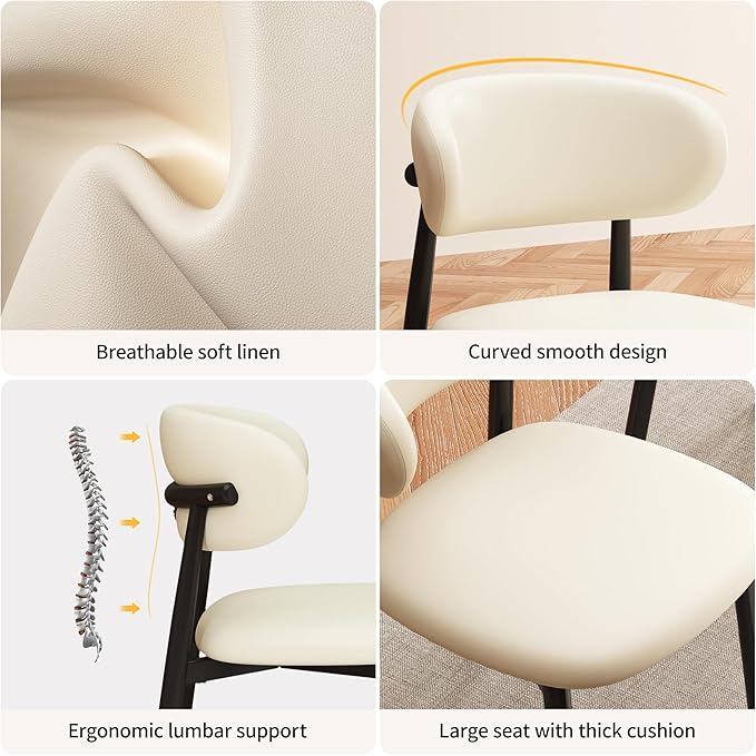 Kitchen Dining Chairs Set of 6 Modern Upholstered Leather Farmhouse Dining Ro...