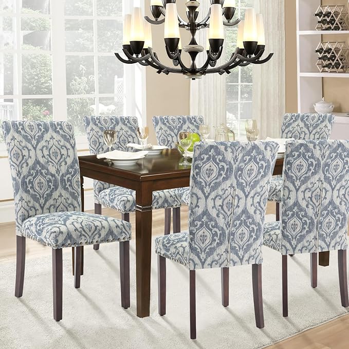 Parsons Dining Chairs Set of 4, Upholstered Nailhead Dining Room Kitchen Side...