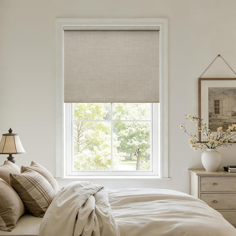 Blackout Roller Shades for Bedroom Window Cordless Free-Stop Blinds with Vala...