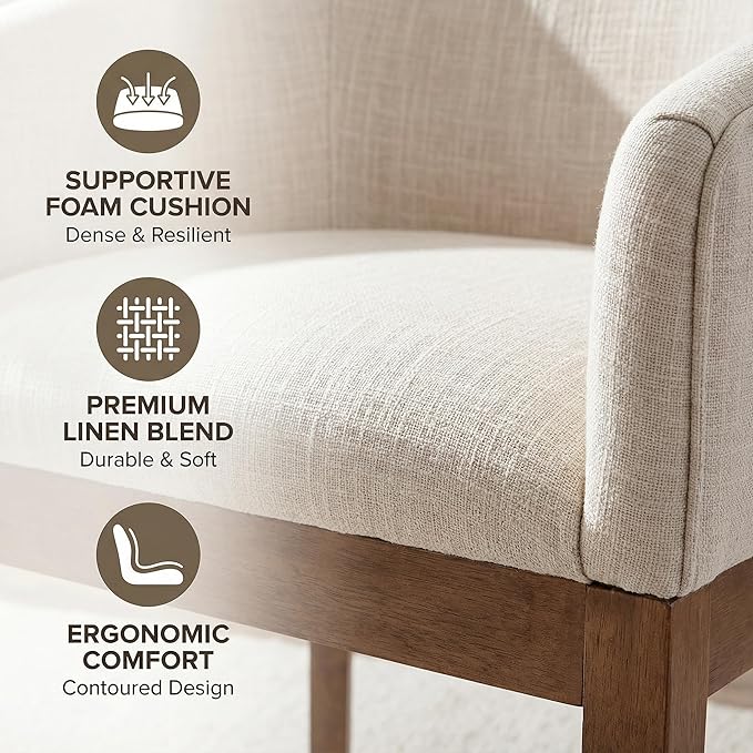 Mid Century Modern Upholstered Barrel Dining Chairs with Arms Set of 4, Farmh...