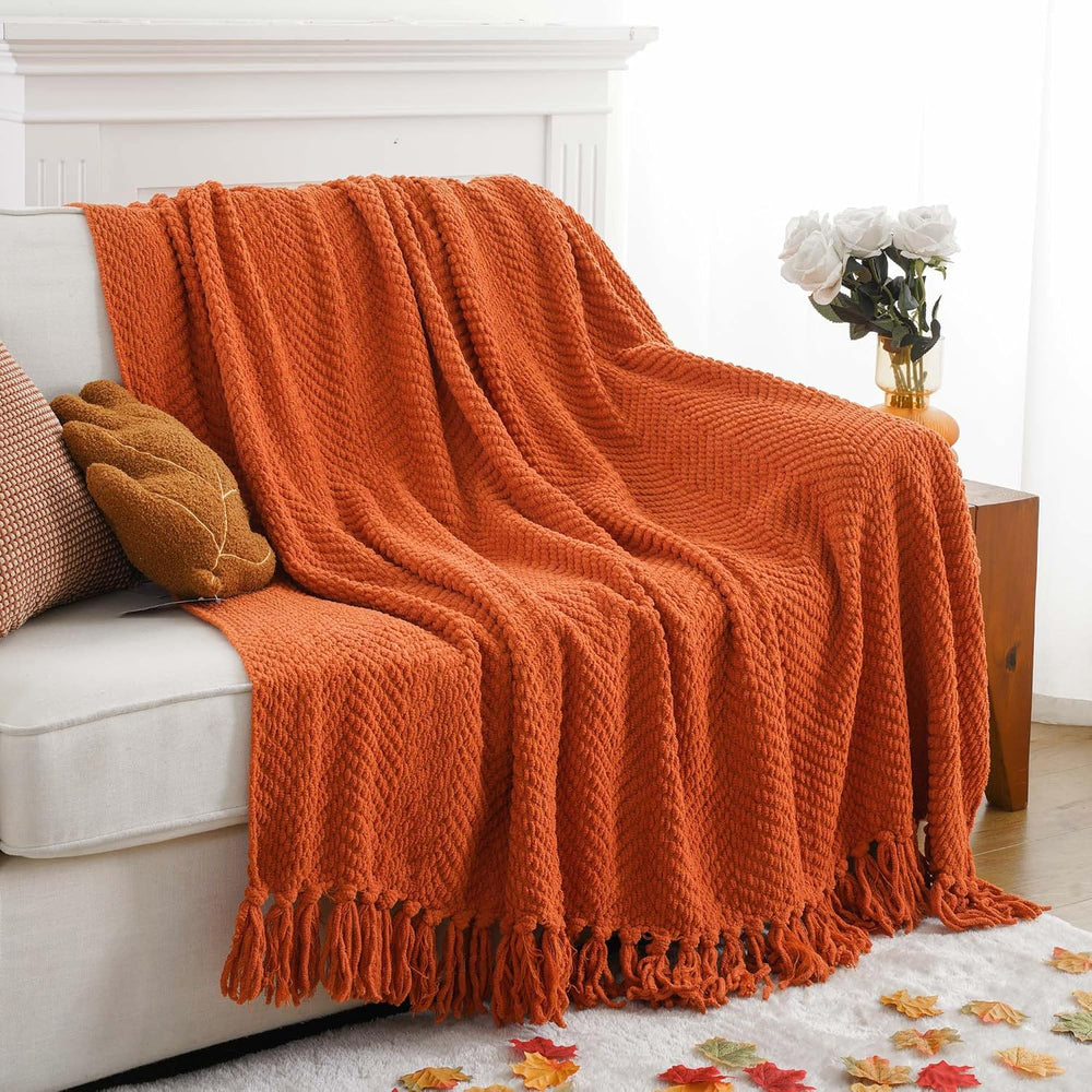 Battilo Burnt Orange Throw Blanket for Couch, Fall Throw Blanket, 50"x60...
