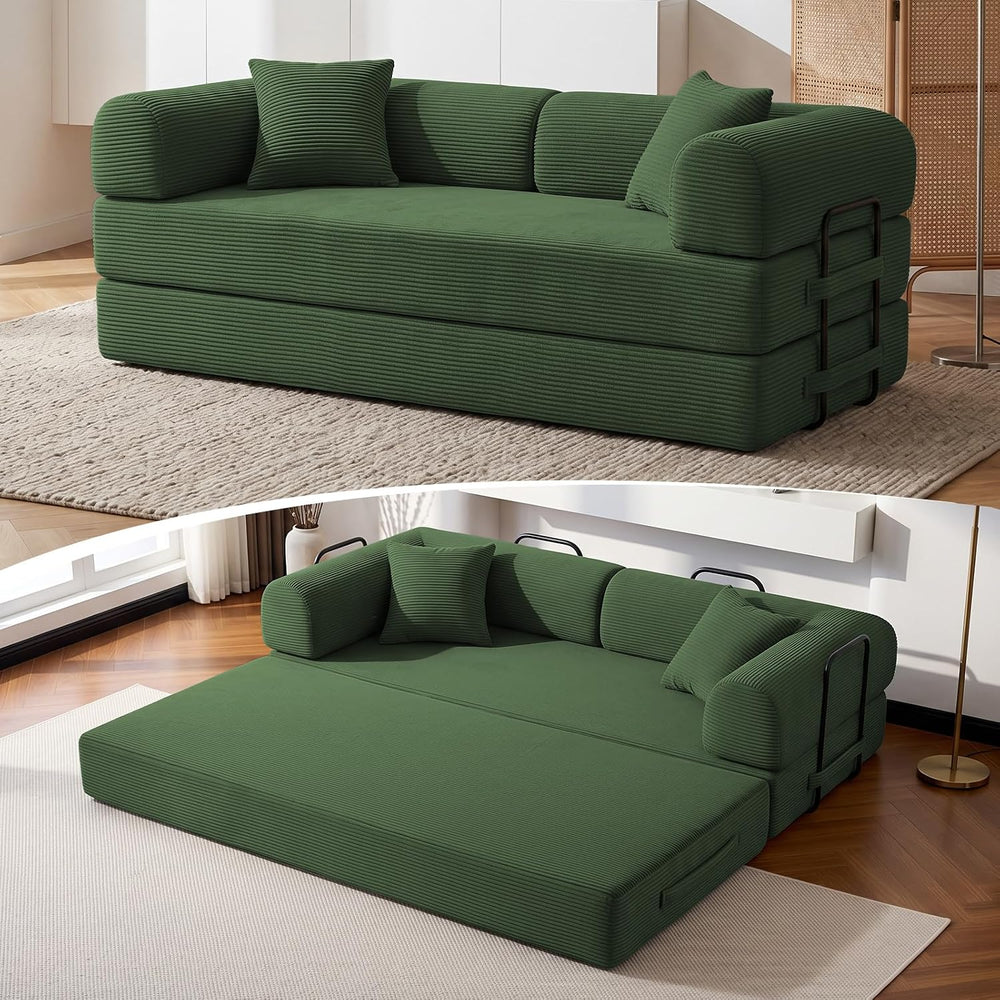 79" Convertible Futon Sofa Bed,5-in-1 Boneless Couch for Small Spaces
