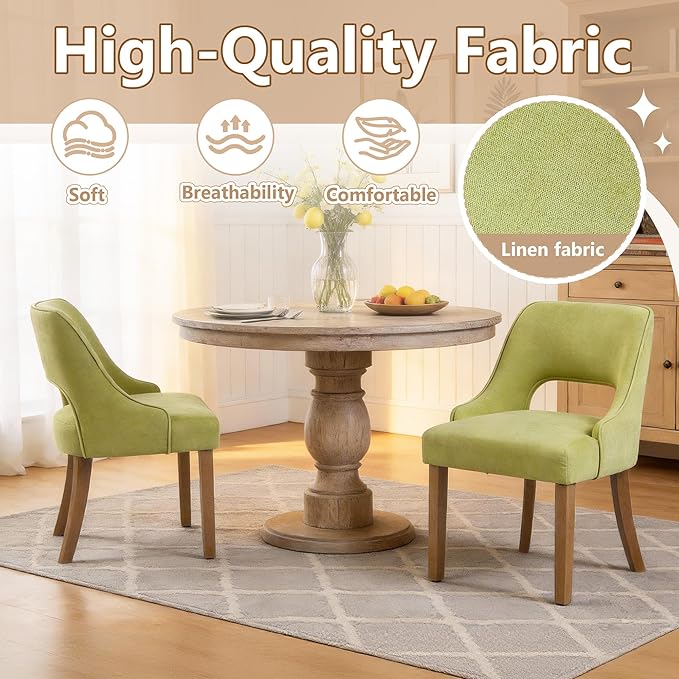 ClinQ Wooden Dining Chairs Set of 2, Modern Fabric Upholstered Kitchen Chairs...
