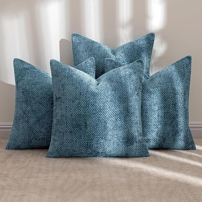 MIULEE Pack of 4 Couch Throw Pillow Covers 20x20 Inch Smoke Blue Soft