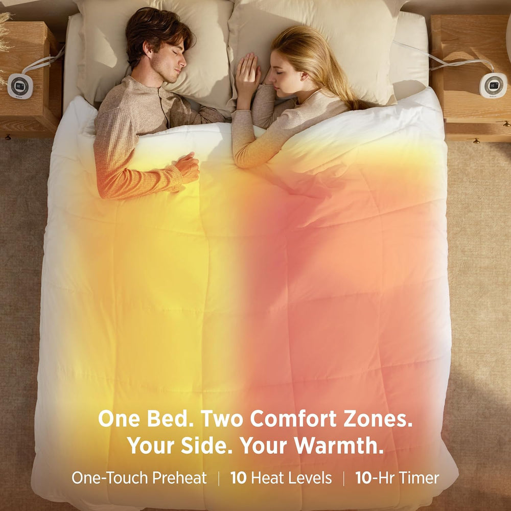 Bedsure HeatX Heated Blanket Queen, Thick Heated Comforter Duvet Insert