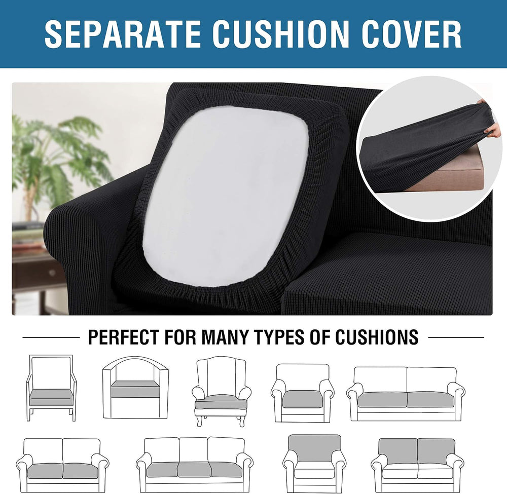 H.VERSAILTEX 4 Piece Stretch Sofa Covers for 3 Cushion Couch Covers for Livin...