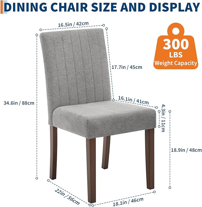 Upholstered Dining Chairs Set of 4, Button Tufted Parsons Chairs with Wood Le...