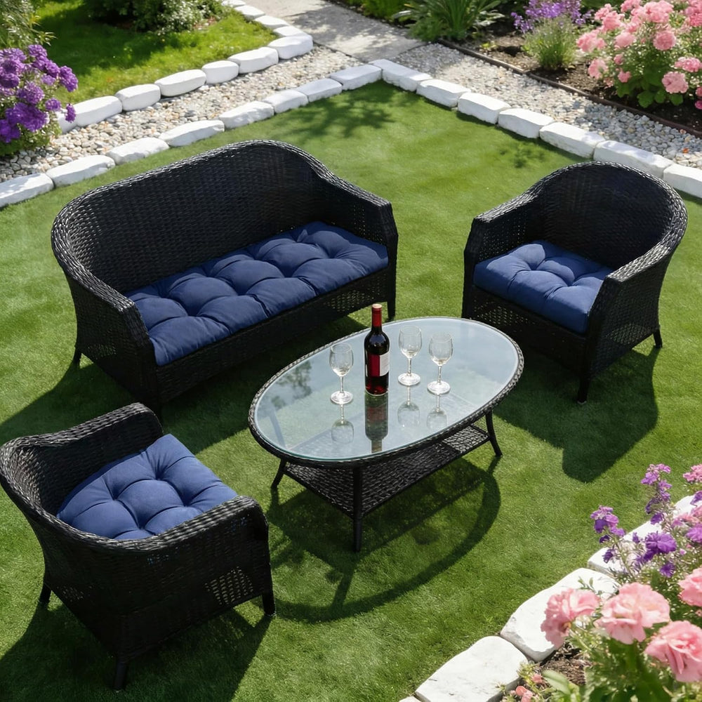 Wicker Chair Cushions of 3 Pieces, Waterproof Cushions for Patio Furniture, T...