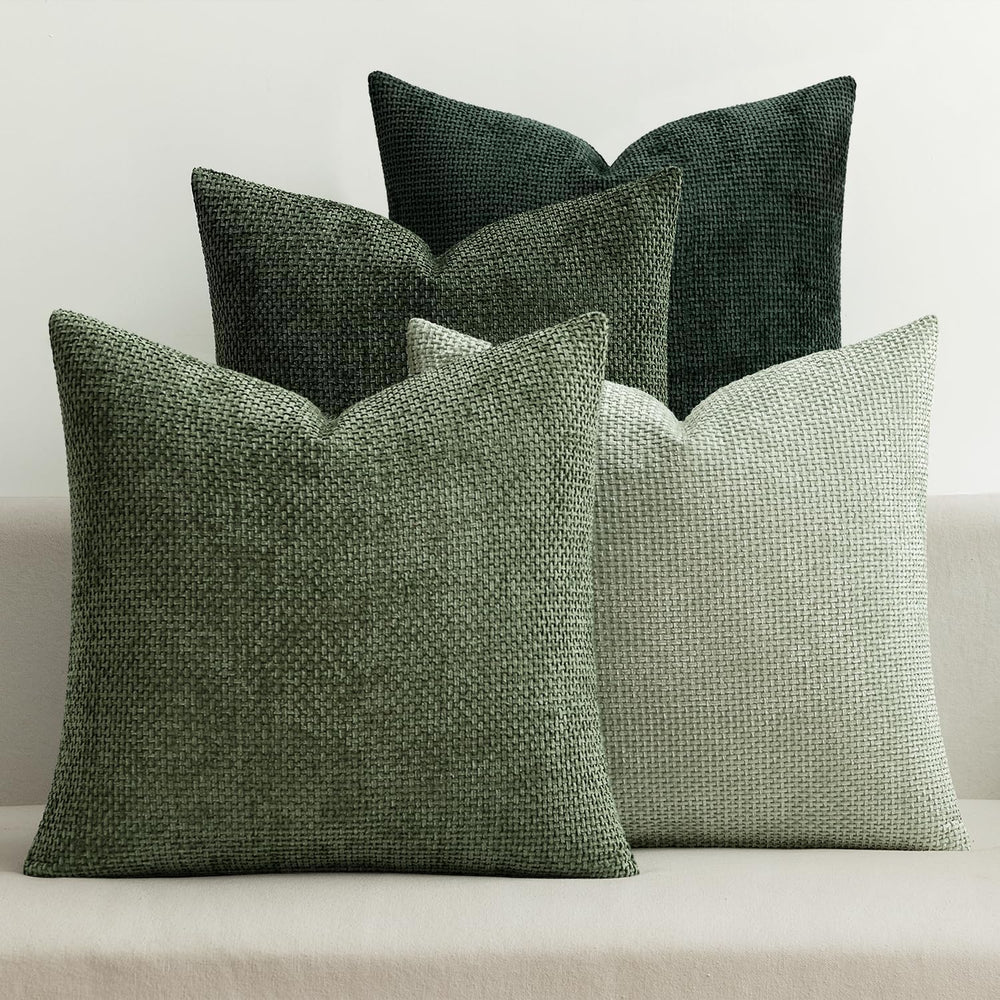 MIULEE Pack of 4 Couch Throw Pillow Covers 20x20 Inch Green Soft Decorative
