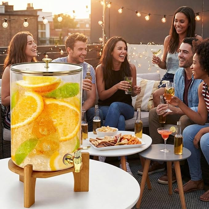 Honeydak 2 Pack 2 Gallon Each Amber Glass Drink Dispensers