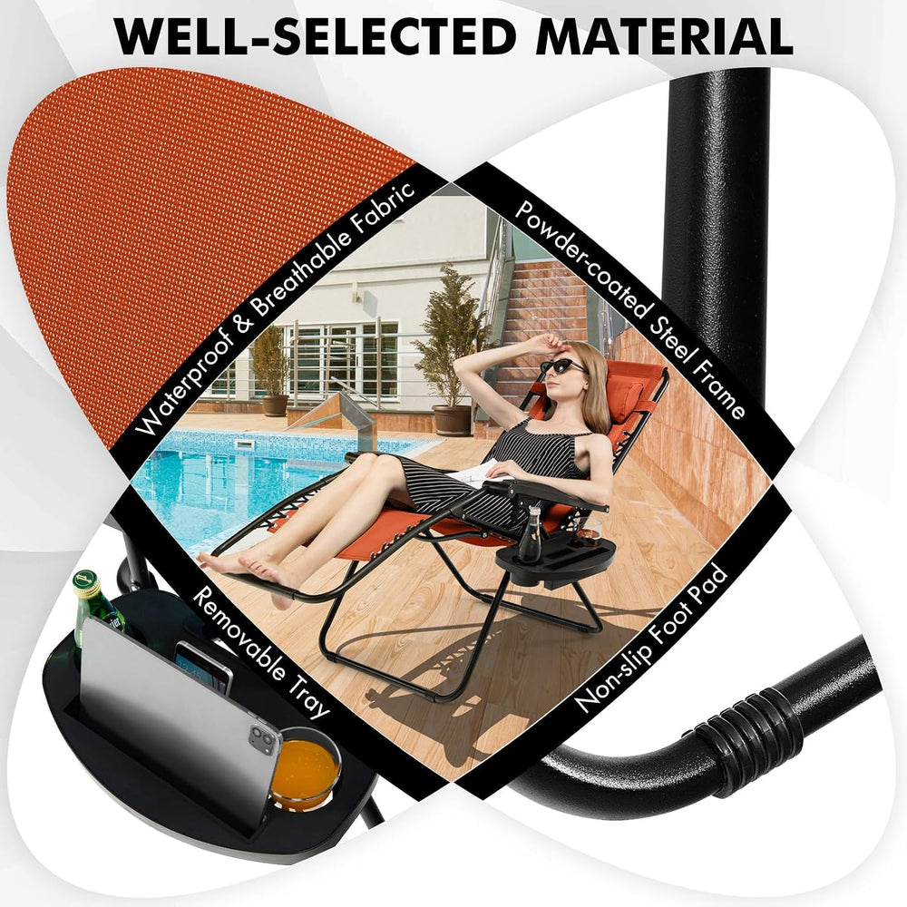 Giantex 2 PCS Zero Gravity Chair, Outdoor Chaise Lounge with Cup Holder, Pati...