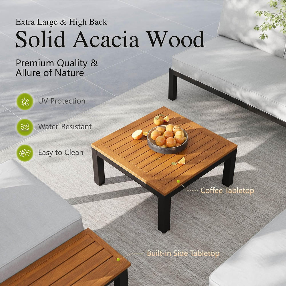 Sophia & William 4 Piece Metal Outdoor Sectional Sofa with Cushion