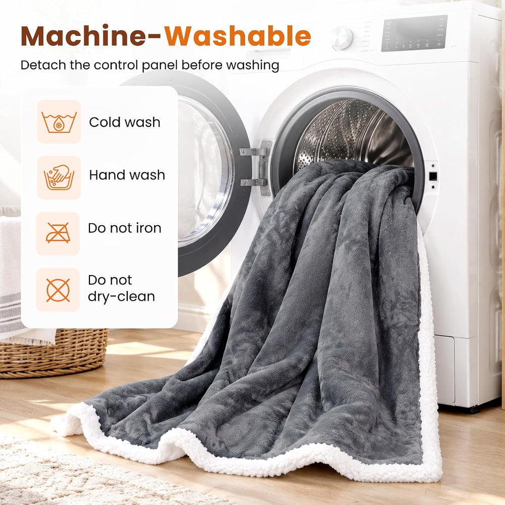 Electric Flannel Wearable Heated Throw Blanket with Foot Pocket & Sleeves...