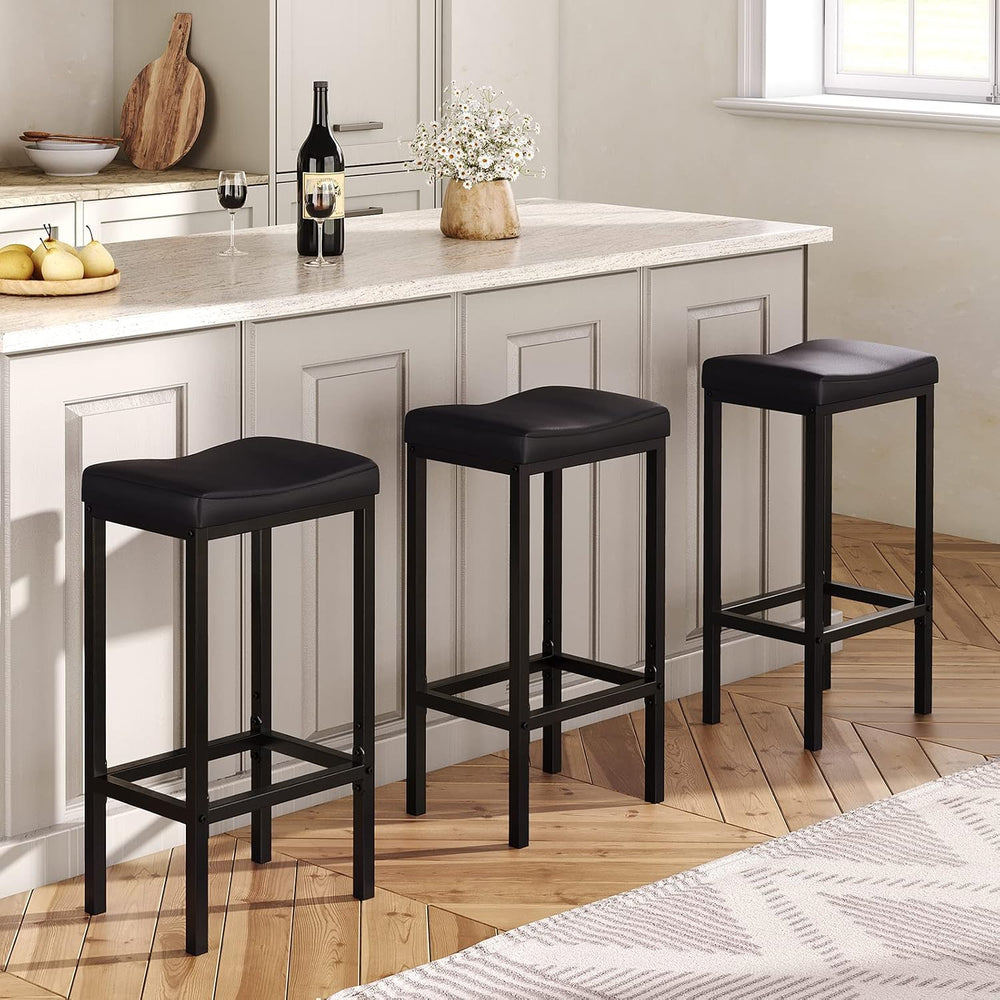 HOOBRO Bar Stools, Set of 2 Bar Chairs, Counter Height Stools, Saddle Barstoo...