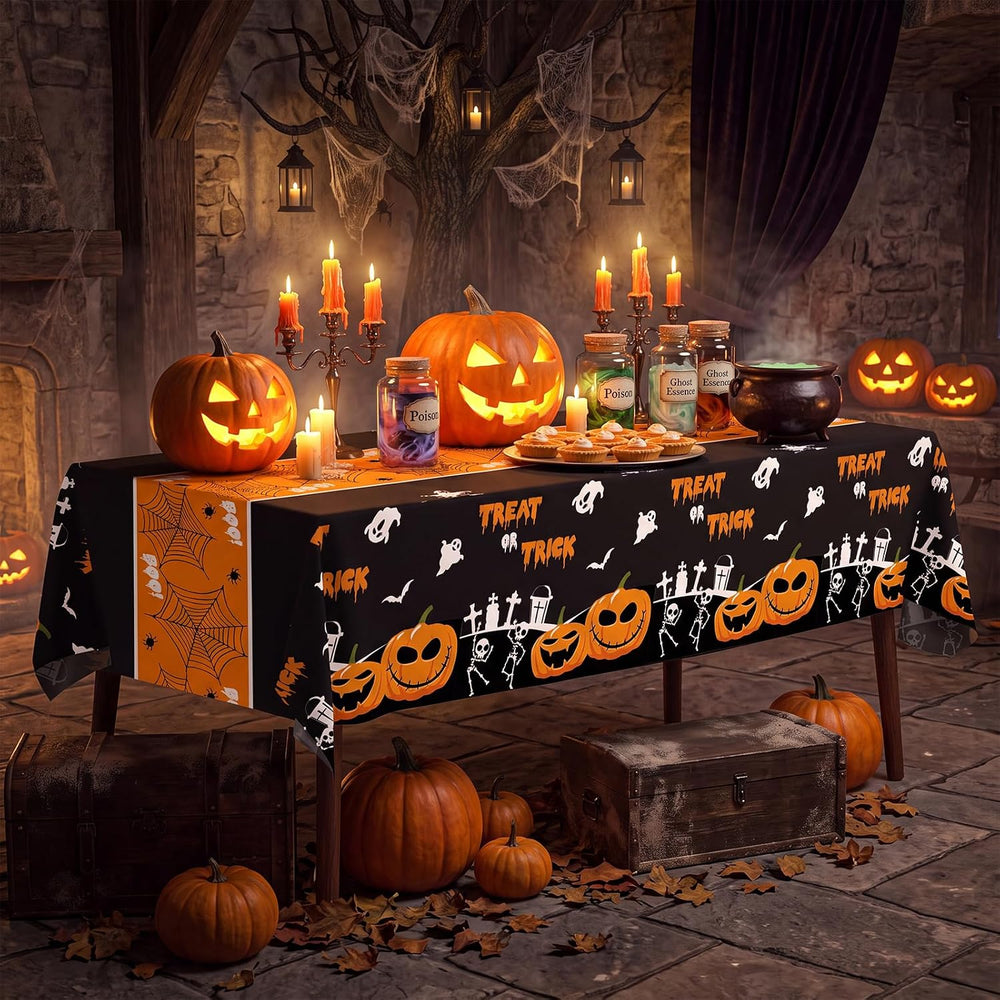 54 Inch X 300 Feet Plastic Table Cover Roll Disposable Halloween Tablecloth w...