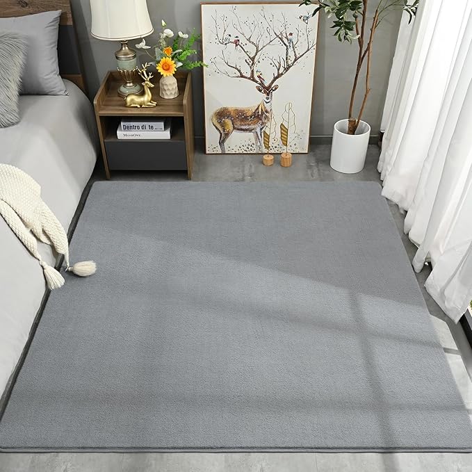 Amearea 5x5 Square Area Rugs for Bedroom Living Room, Modern Grey Thickened