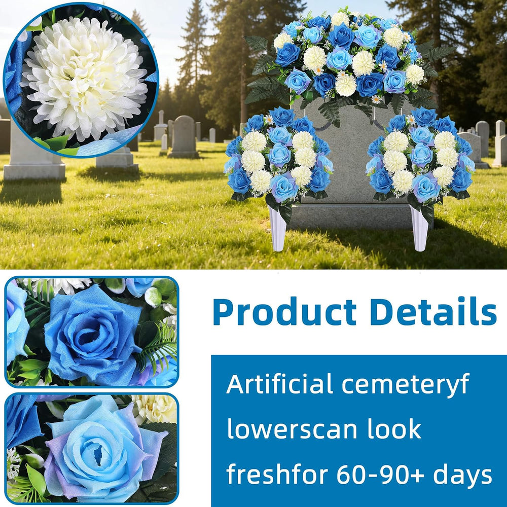 Lodou 3Pack Cemetery Decorations for Grave Large Headstone Flower Saddle Arti...
