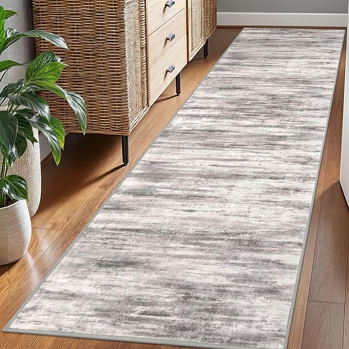 KOZYFLY Modern Abstract Hallway Runner Rug, 2.6x8 Washable Rug Runner Non-Slip