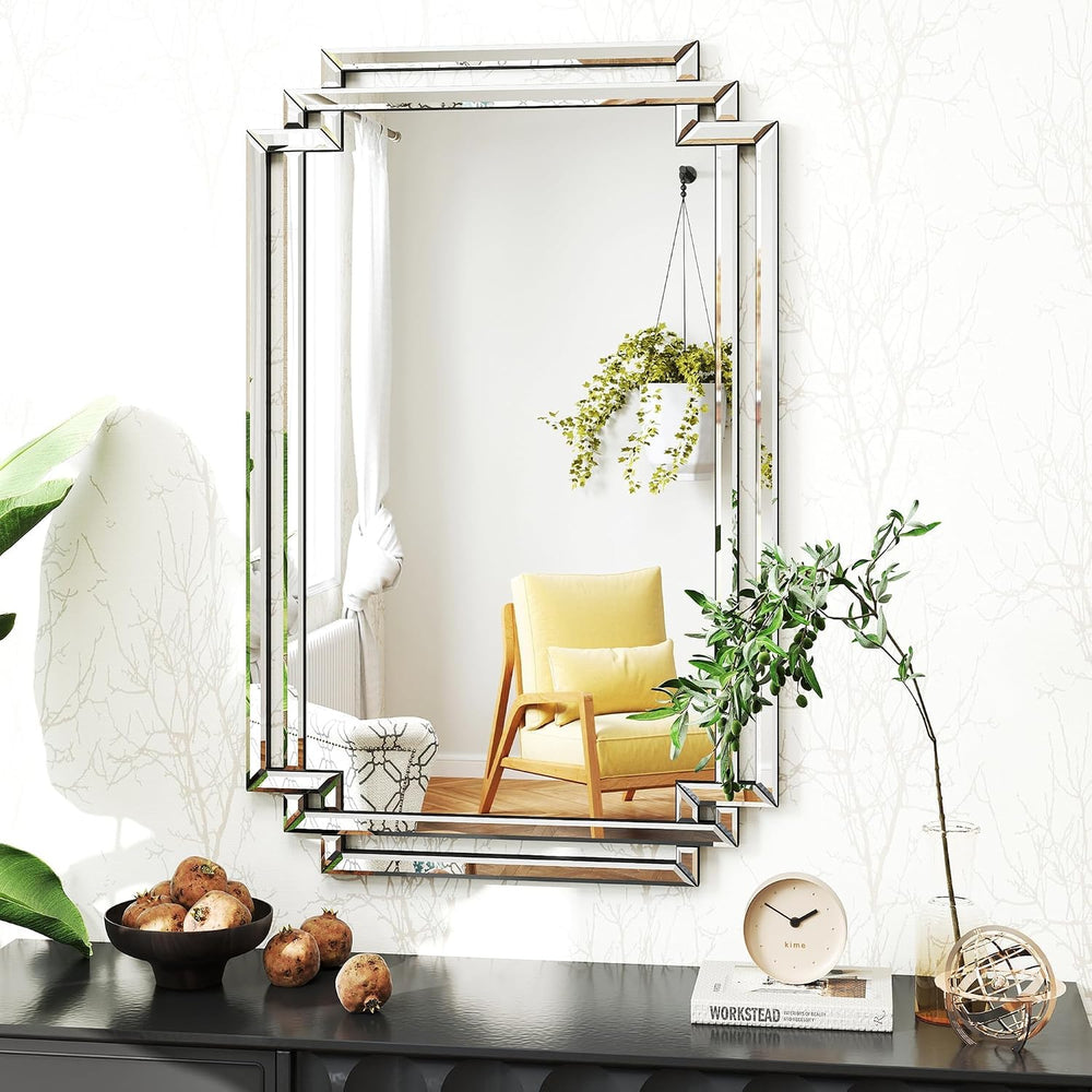 Modern Large Living Room Decorative Mirror with Mirrored Frame