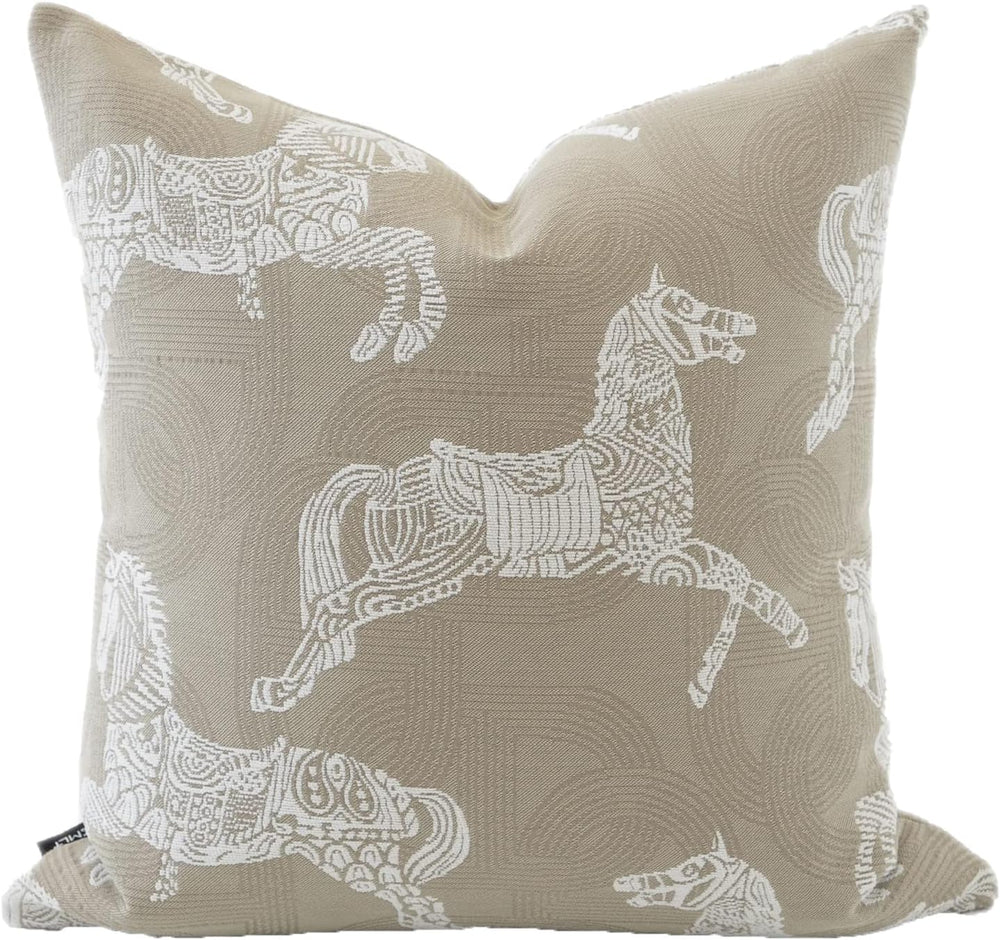 Croker Horse 18x18'' Inches Throw Pillow Cushion Cover - Beige Royal ...