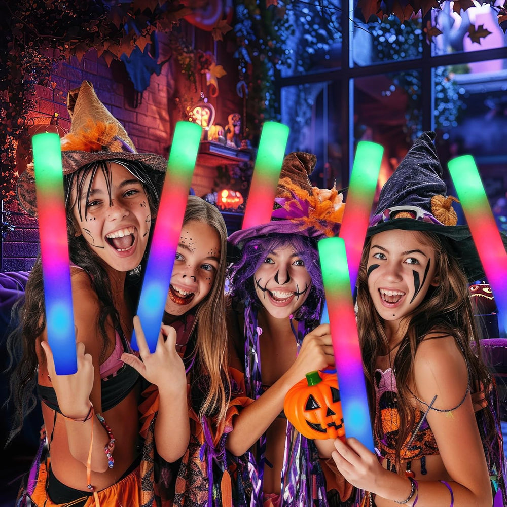 HONLYNE 46 PCS Foam Glow Sticks with 3 Modes Colorful Flashing, Foam Light Up...