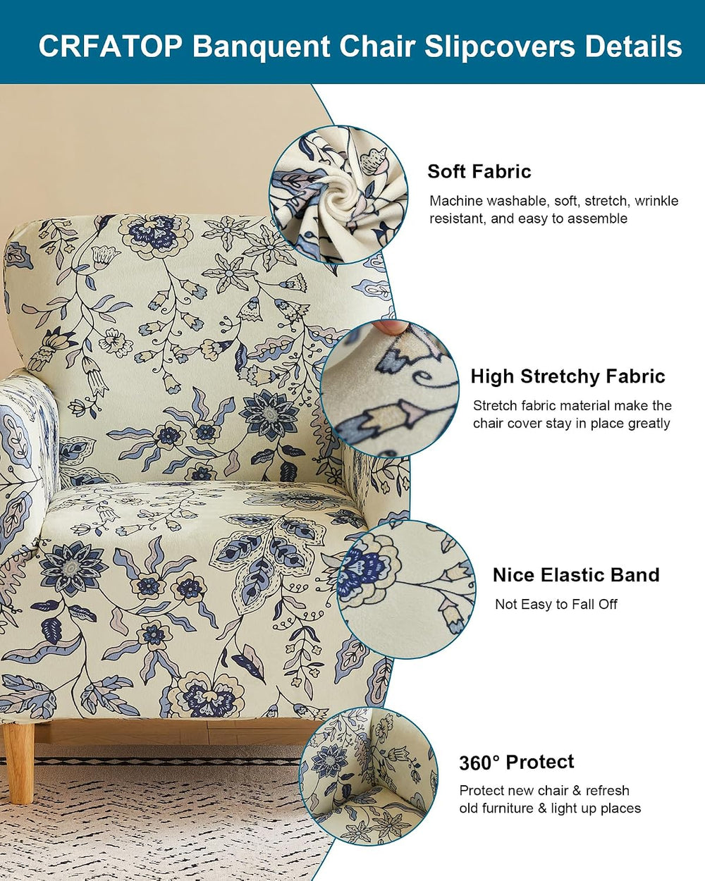 CRFATOP Stretch Accent Chair Covers for Living Room Office, with Arms,B41