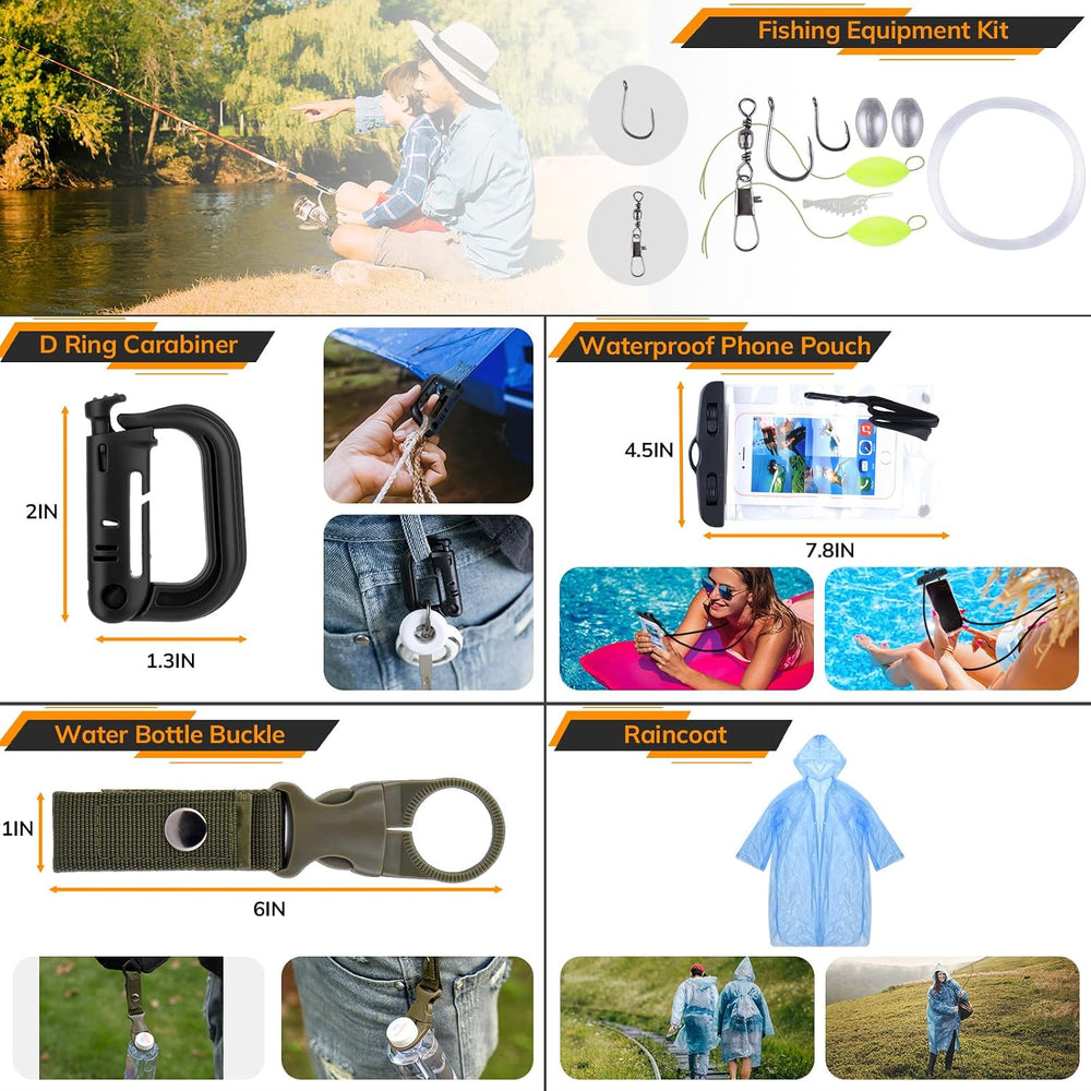 Survival Kit, 250pcs Survival Tools Tactical Gear and Trauma Bag, Survival Fi...