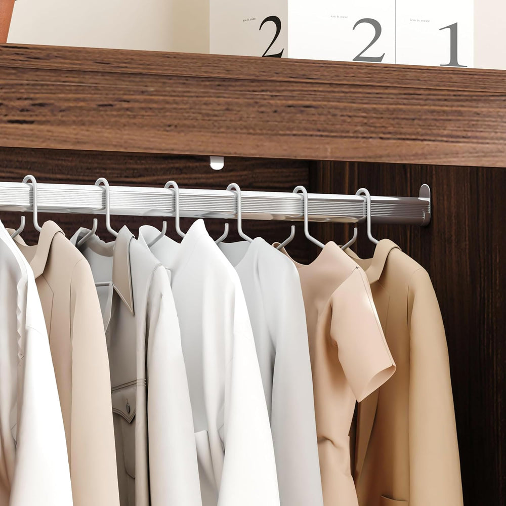 70" Tall Armoire Wardrobe Closet with 4 Doors & 3 Drawers, Farmhouse...