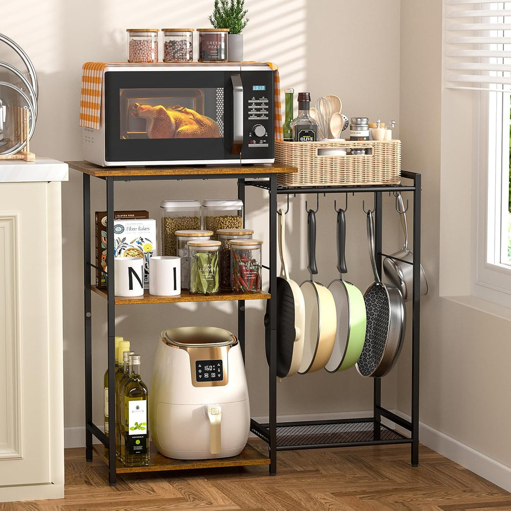 Kitchen Stand with Pots Rack, Utility Microwave Oven Stand with Storage, 5 Ti...