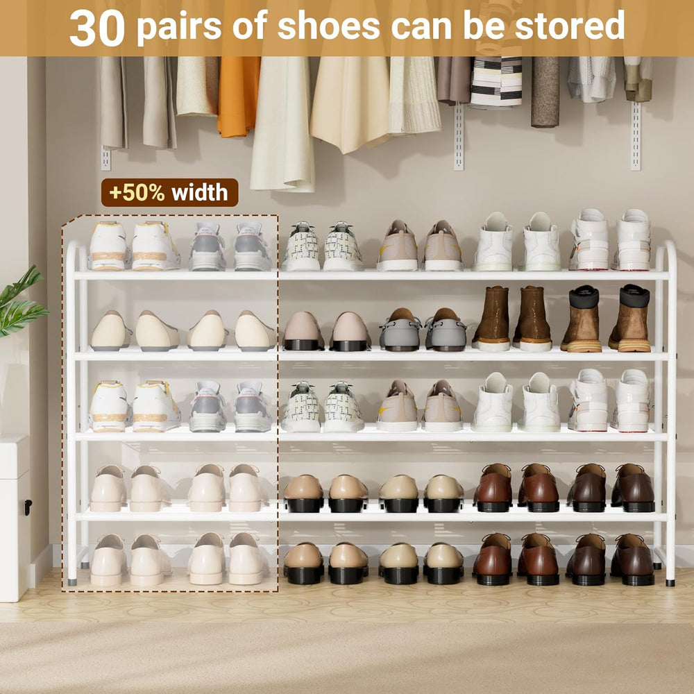 KEETDY 4-Tier Long Shoe Rack for Closet Floor, Wide Shoe Organizer Storage, S...