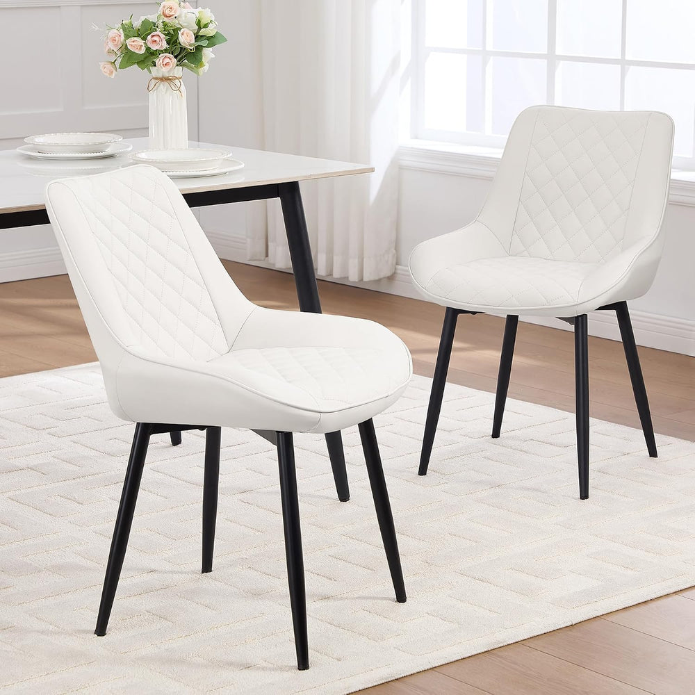 Dining Chair Set of 2, Modern Dining Chairs with Thick Cushions, Faux Leather...