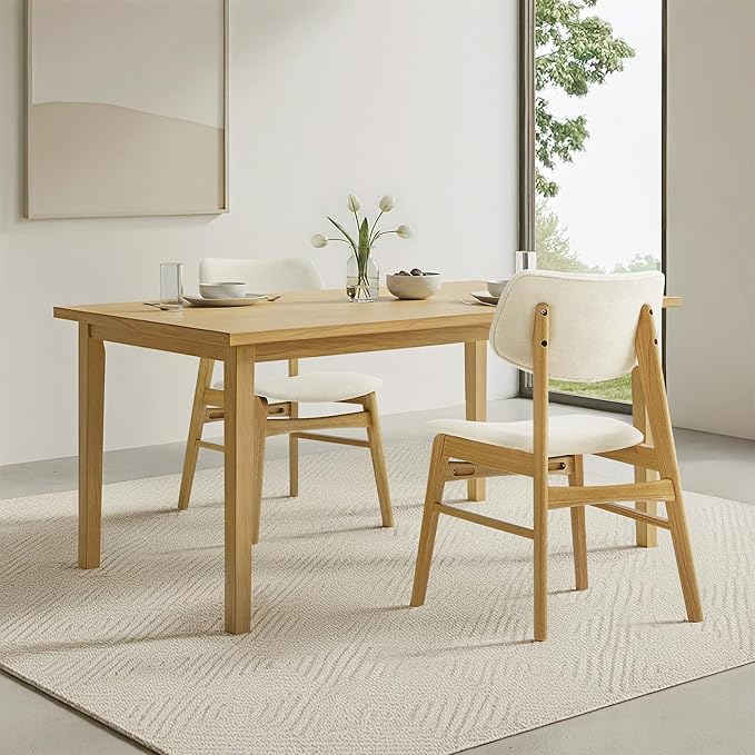 Wooden Dining Chairs Set of 6, Upholstered Modern Dining Room Chairs, Solid O...