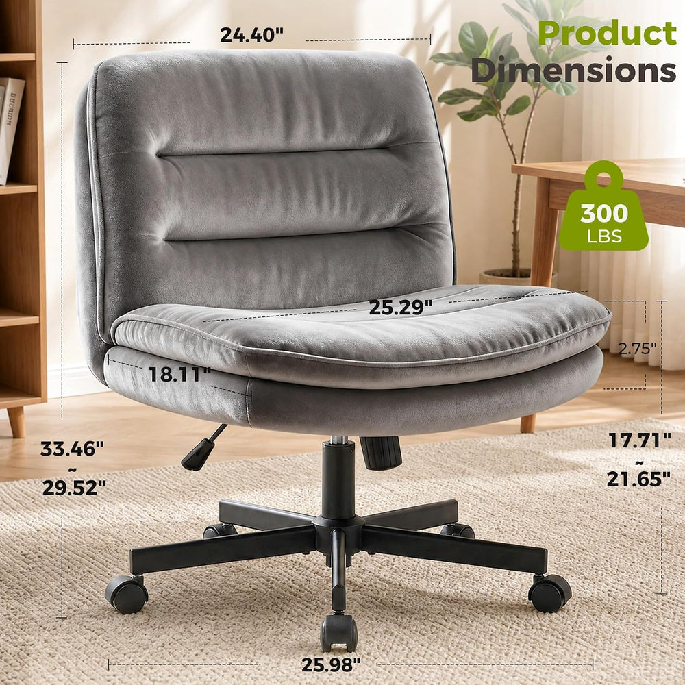 GTPLAYER Cross Legged Office Chair, Armless Desk Chair Cute Vanity Chair with...