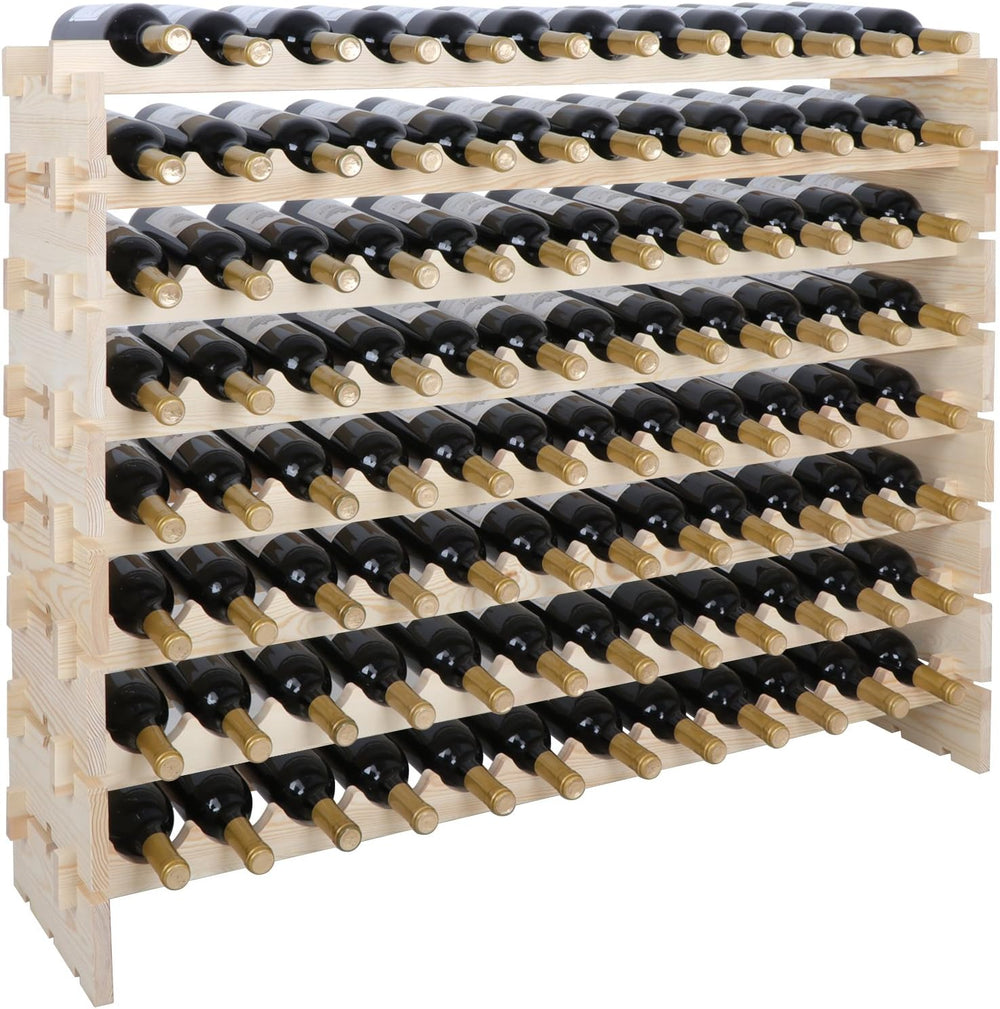 96 Bottle Modular Wine Rack Freestanding Floor Wine Holder, Stackable Wine St...