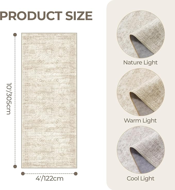 4x10 Runner Rug, Washable Hallway Runner Rug
