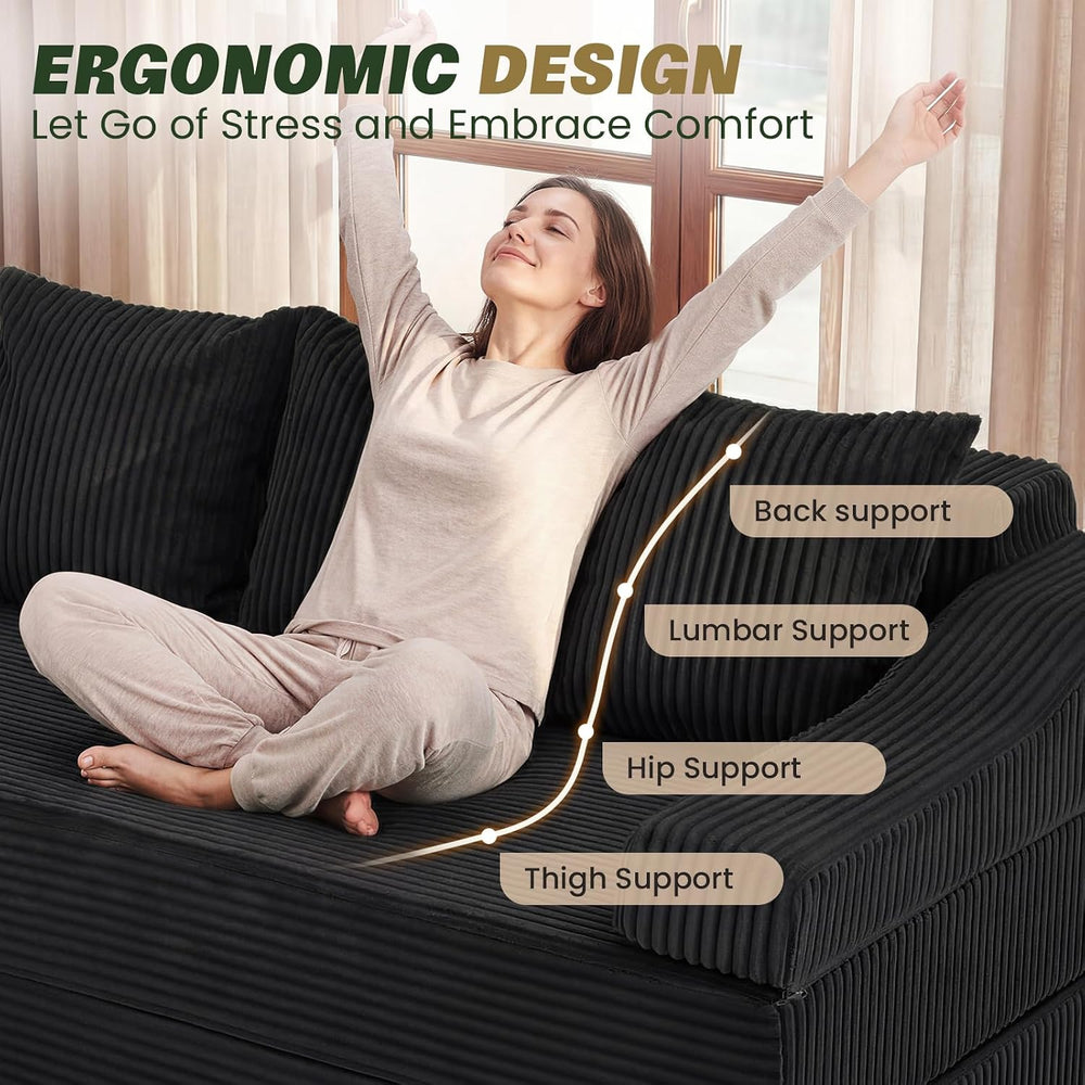 Apicizon 78.7" Folding Convertible Sofa Bed, Boneless Sleeper Sofa Couch...